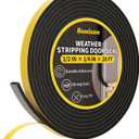 26Ft Weather Stripping Door Seal - 1/2" x 1/4" Door Seal Strip for Door Frame, High Density Foam Insulation Tape, Self Adhesive Soundproof Gap Filler for Doors, Windows, Sliding Door and AC Units