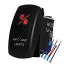 12V RED Led Boat Nav/ANC Lights Rocker Switch with Wires 7 PIN ON-Off-ON Waterproof DPDT Navigation/Anchor Lights Switch for Marine Boat Ship Vessel IP66