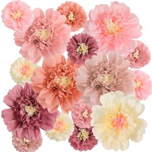 18 Pcs Mexican Fiesta Tissue Paper Flower 12 Inch 6 Inch Colorful Paper Flowers Fiesta Decorations Pom Poms for Carnival Wedding Birthday Nursery Wall Decor, 6 Colors(Vintage Color)
