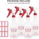 Plastic Spray Bottle (4 Pack, 24 Oz, All-Purpose) Heavy Duty Spraying Bottles Leak Proof Mist Empty Water Bottle for Cleaning Solution Planting Pet with Adjustable Nozzle and Measurements