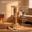 Wooden Cat Scratching Post, 4 in 1 Cat Scratcher Kitten Toys for Indoor Cats, 17.7" Tall Sisal Post with Two-Laye Wooden Ball Track, Ideal for Small Medium Cat