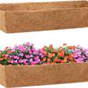 Legigo 2 Pack 24 Inch Square Coco Liners Planter Baskets Liner- Natural Coconut Coir Fiber Liner Replacement, Window Box Liners Trough Coconut Liners for Wall Planter Garden Deck Fence Flower Baskets