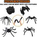 3 x Halloween Decorations Big Giant Spider 4.9 Ft Black Soft Hairy Scary Spider Fake Large Pops for Halloween Outdoor Yard Party