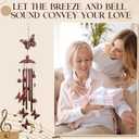35" Christmas Butterfly Wind Chimes for Outside Garden Decor with 4 Aluminum Tubes and 6 Charming Bells for Patio Porch Yard Decor, Christmas Gifts for Women Mom Grandma(Red and Black)