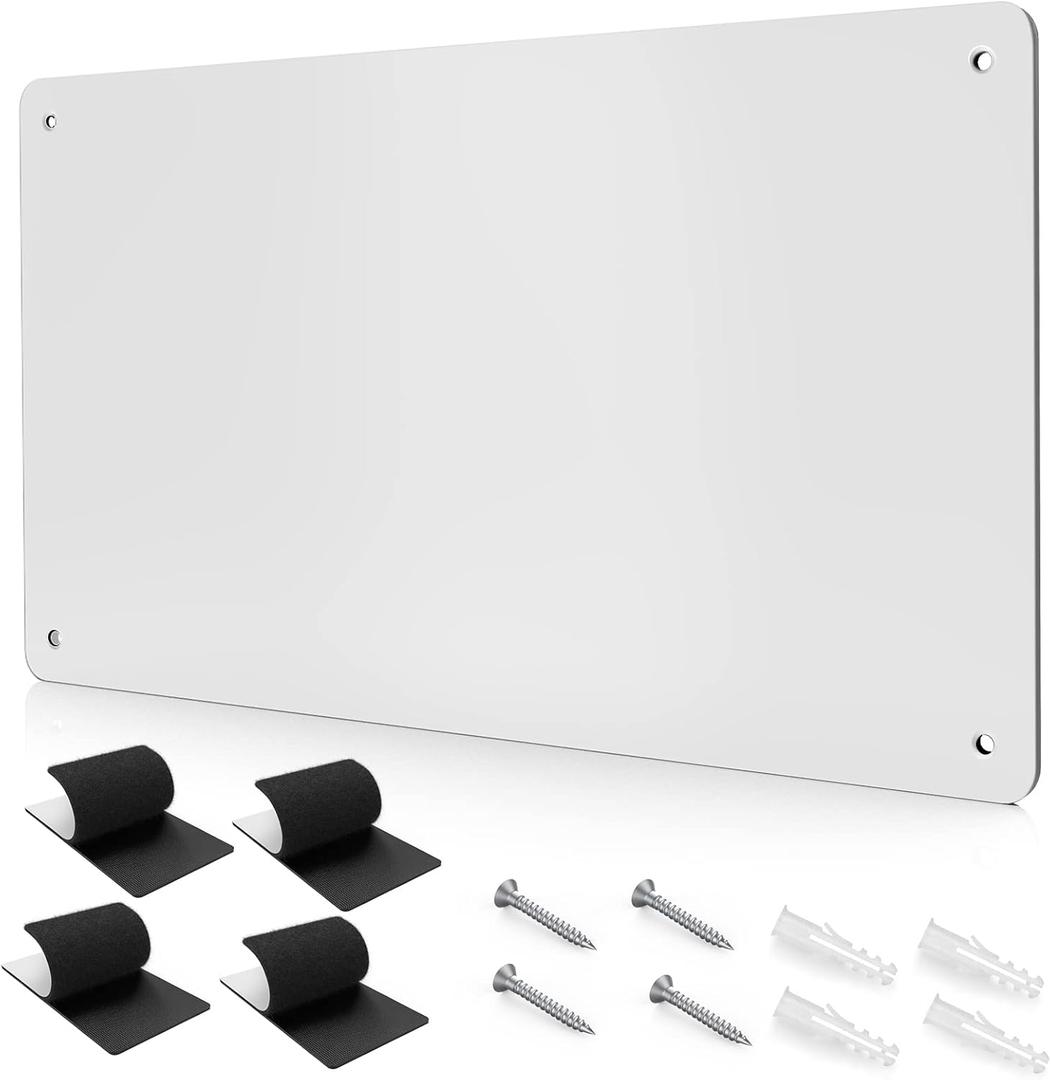 17.7" x 11.8" White Metal Magnetic Board - Magnet Bulletin Board to Display Magnetic Letters Numbers Animal, Poetry, Spice Jars, Notes, Photos, Suitable for Wall, Refrigerator, Cubicle, Cabinet