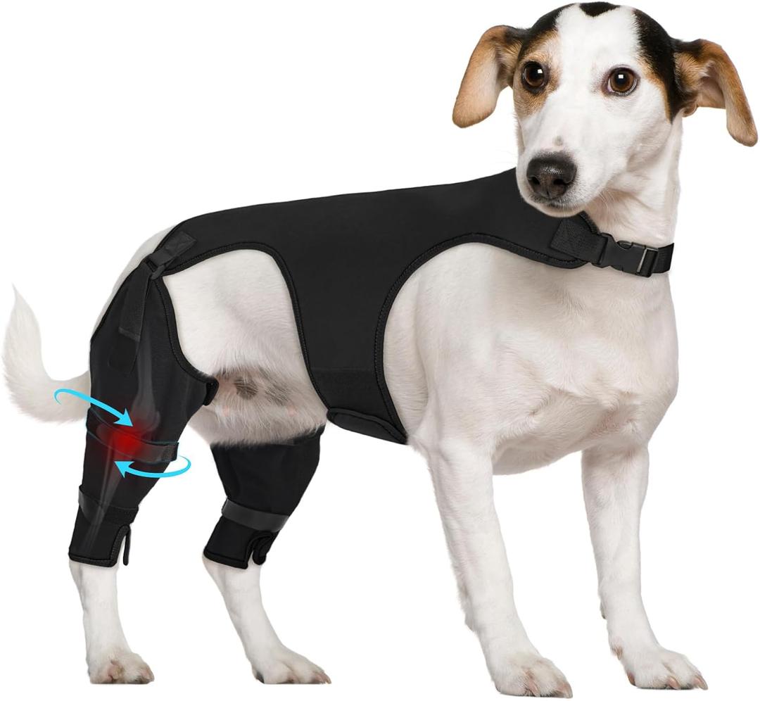 Supet Dog Rear Leg Sleeve to Stop Licking- Potty-Friendly for TPLO ACL Surgery Leg Injuries, Chew Resistant Washable Recovery Sleeve, for Male and Female Pets(Black,XL)