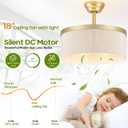 Boho Fandelier Caged Ceiling Fan with Light, Gold Rattan Chandelier Fan with Remote Control, 6 Speeds, Timer, Adjustable Height, Enclosed Design for Bedroom, Nursery, Foyer, Kitchen, Living Room