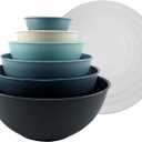 COOK WITH COLOR Plastic Mixing Bowls with Lids - 12 Piece Nesting Bowls Set includes 6 Prep Bowls and 6 Lids, Microwave Safe (Blue Ombre)