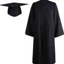 Unisex Adult Matte Graduation Gown and Cap (no tassle) Set 2026 for High School Bachelor Choir Robes Pulpit Robe Pastor and Halloween, Size 39"