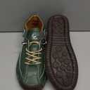 Women's Comfort Walking Shoes, Handstitched Pu Leather Ankle Boots, Green Slip-On Outdoor Flats (8)