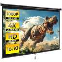 ZENY Projector Screen Pull Down 100 Inch 16:10 HD, Manual Projection Screen Home Theater, Portable Indoor Outdoor Retractable Movie Screen Ceiling Wall Mount (Black, 100'' (16:10))