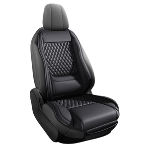 Premium Perforated Napa Leather Car Seat Covers Semi Universal Fit with Lumbar Support, Storage Bag for SUV Sedan Truck (Black, Front Row Single seat)