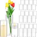 Zopeal 24 Pcs Cylinder Glass Vases Bulk 6" 8" 10" Clear Glass Cylinder Vases for Flowers, Floating Candles, Wedding Table Centerpieces, Party Home Decor(6, 8, 10 Inch)