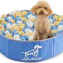 Wild Whimsy Dog Ball Pit - 32 Inch Small Foldable Ball Pit for Dogs - Indoor Outdoor Playpen with Metal Reinforcement Ring - Storage Case Included - Holds Over 400 2.75 Inch Balls (Sold Separately) (Royal Blue)