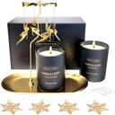 Kelly's Custom Candles Rotating Candle Set, Candles for Women - Sandalwood Rose & Lavender Eucalyptus, Angel+Snowflake Design, Aromatherapy, Stress Relief, 2x16 oz, Black (Large(2-Pack))