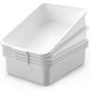 5-Pack Commercial Bus Tubs Box/Tote Box, White Plastic Storage Bin with Handles/Wash Basin Tub (8 Liter), White
