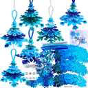 Winlyn 24 Sets Christmas Craft Kits Winter Crafts DIY 3D Snowflake Tree Ornaments Decorations Art Sets Foam Snowflake Christmas Arts and Crafts for Kids Holiday Classroom Art Activities Party Favors