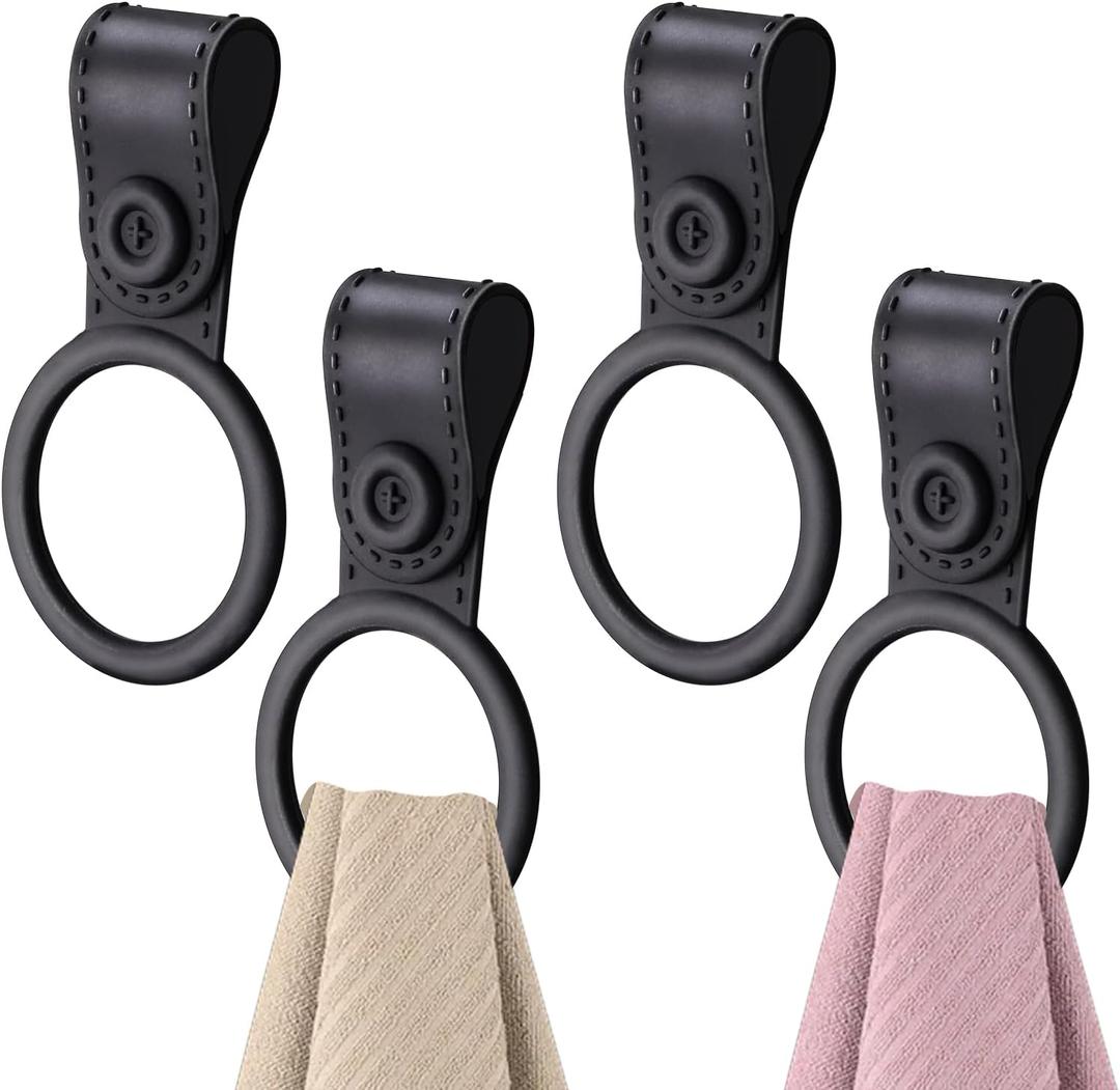 4 Pack Silicone Kitchen Towel Holder  Soft & Waterproof Bathroom and Dish Towel Holder, Towel Clips for Kitchen, Cabinet, Stove, Oven Handle or Rods (Black, Non-Slip & Heat Resistant)