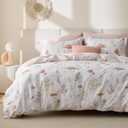 Bedsure Duvet Cover Twin Size - 100% Cotton Reversible Cute Flower Floral Duvet Cover Set with Zipper Closure, 2 Pieces Soft & Breathable PureWoven Shell Beige Bedding Set with 1 Pillow Sham 20"x26"