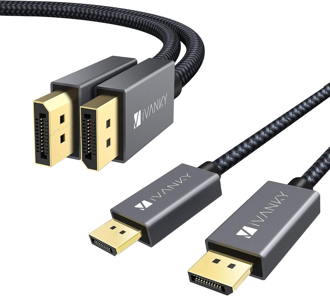 IVANKY 1 x Displayport Cable 6.6ft, 1 x Displayport Cable 10ft, DisplayPort 1.2, 4K@60Hz, 2K@165Hz, 2K@144Hz