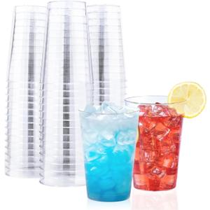 100 Pack 12 oz Clear Plastic Cups, Disposable Wine Cups for Cocktail Party, Polystyrene Hard Plastic Cup with Higher Heat Resistance(12oz 100count)