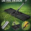 30x10 inch Lawn Leveling Rake, Yumatum 72" Effort Saving Lawn Leveler Tool, Stainless Steel Handle Lawn Leveler for Golf Course Yard Pasture Garden, Professional Lawn Care Landscape Rake