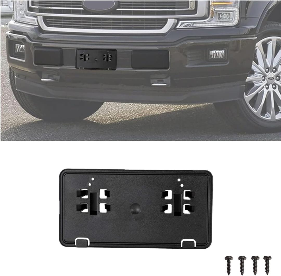 Front Bumper License Plate Bracket Holde Frame Compatible with 2018-2020 Ford F150, License Plate Mounting Bracket Holder Replace, #JL3Z-17A385-BA (NOT for Harley SVT ECOBOOST Edition)