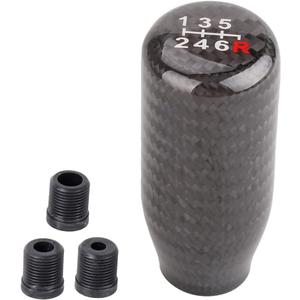 muge racing Carbon Fiber Shift Knob for Automatic and Manual Vehicles, Carbon Fiber Gear Shift Knob, 6 Speed Black