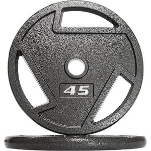 Signature Fitness Cast Iron Plate Weight Plate for Strength Training and Weightlifting, Olympic or Standard, Multiple Sizes (Olympic (2-Inch Center))