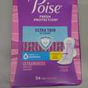 Poise Ultra Thin Incontinence & Postpartum Pads with Wings for Bladder Leaks, 5 Drop Maximum Absorbency, Long Length, 60 Count
