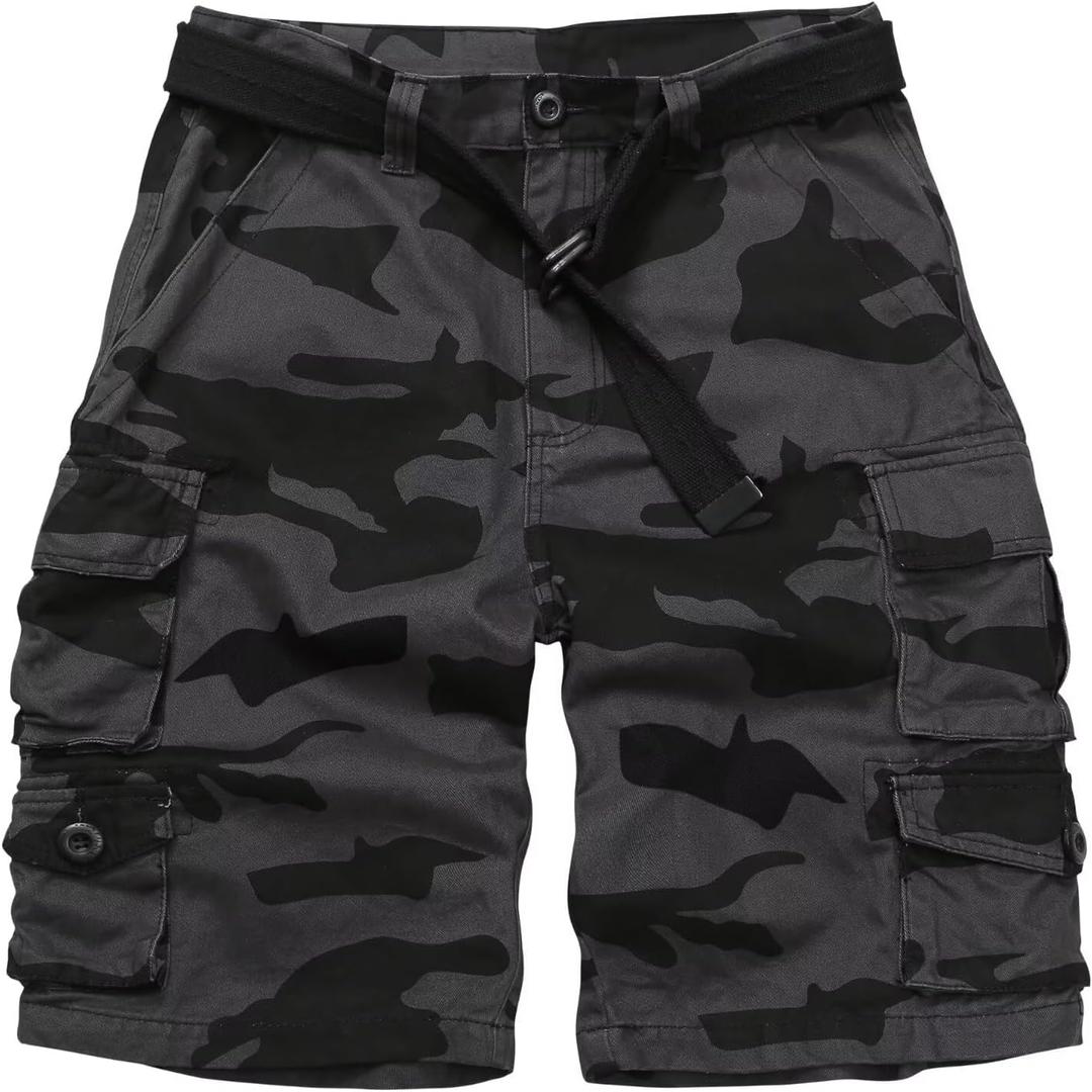 Cargo Short for Men Relaxed Fit Camo Outdoor Hiking Work Cotton Casual Shorts with 9 Pockets No Belt (38)