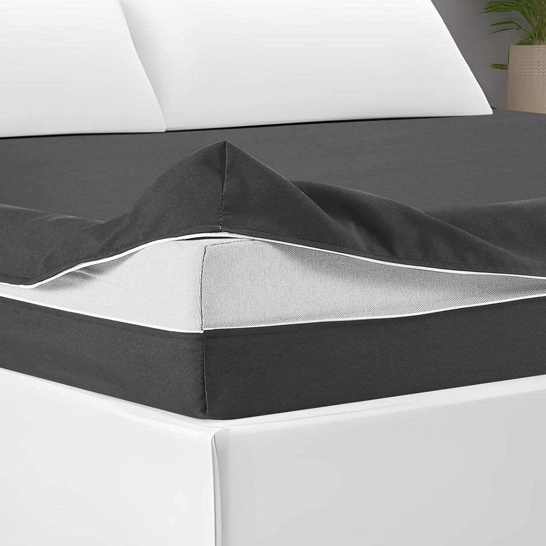 Zippered Mattress Fitted Protector Deep Mattress Encasement Soft Zipper Fitted Sheet Microfiber Bed Sheet Cover for Bed(Dark Gray,Queen,12-16in)