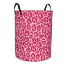 Pink Leopard Texture Round Laundry Hamper Storage Basket Toys Clothes Organizer Bin For Home Bathroom Bedroom Dorm Nursery, 38l