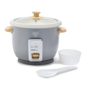 GreenLife Rice Cooker with Removable PFAS-Free Ceramic Nonstick Pot, 3-Cups Uncooked/6-Cups Cooked, Grains & Oatmeal Multicooker, Compact One-Switch Design, Auto Keep Warm, Easy Clean, Gray
