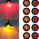 FXC 'Purishion 10x 3/4 in' Round LED Clearence Light Front Rear Side Marker Indicators Light for Truck Car Bus Trailer Van Caravan Boat, Taillight Brake Stop Lamp (12V, Red+Amber)
