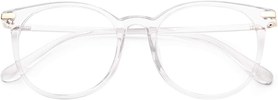Gaoye Blue Light Blocking Glasses, Retro Round Eyewear Frame Anti Eyestrain Computer Glasses for Women Men - GY1688 (Transparent Frame/Transparent Lens, 1)