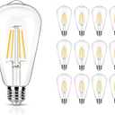 12 Pack LED Edison Bulbs 40 Watt Equivalent, 4 Watt LED Filament Bulb, 3000K ST19 Warm White Light Bulb, 450LM E26 Vintage Bulbs CRI 90, Not Dimmable