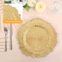 50 Pcs Gold Charger Plates Bulk, 13" Reef Plate Chargers for Dinner Plates, Plastic Floral Decorative Plates for Table Setting, Round Table Chargers for Wedding, Christmas, Party, Event, Decoration