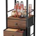 HapiRm Rolling Makeup Cart Organizer - Floor Skincare Make Up Storage with 3 Non-woven Fabric Drawers, Vanity Organizer Cosmetic Display Cases Holder for Skin Care Perfume Nail Polish Brush Hair Tool (Black)