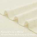 Beige Semi Sheer Linen Curtains - 102 Inches Long Thick Flax Pinch Pleated Curtain 2 Panels for Living Room Light Filtering Ceiling with Hook Rings Ivory