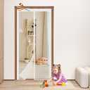 Adjustable White Fiberglass Door Curtain DIY Size Width 34" -39" Height 81" -84",Magnetic Screen Door with Reinforced Magnets Auto Closer, Keep Bugs Out, Pet and Kid Friendly