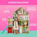 Delta Children Deluxe Maui Dollhouse - Large 4-Story Dollhouse with 12 Rooms Includes 50 Accessories - Working Elevator, Wave Slide, Lights/Sounds - Fits 12-inch Dolls - Pretend Play Gift for Ages 3+