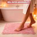 Light Pink Bow Bath Mat Cute Bathroom Rugs, Soft Absorbent Bow Carpet, Girly Bathroom Decor Rugs Non Slip & Machine Washable