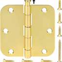 TICONN 48-Pack 3.5 Inch Door Hinges with 5/8" Radius Corner, 3-1/2 x 3-1/2 Inch Iron Bifold Residential Doors Hardware (5/8" Radius Corner, Polished Brass, 48 Pack)