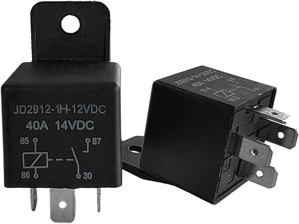 Augeny 2 PCS 40A Car Relay, 4 Pin 12V Automotive Switches and Starters, Model JD2912-1H-12VDC 40A 14VDC, Universal Multi Purpose Heavy Duty Standard Relay for Car Motorcycle Boat