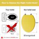Angol Shiold Wood Toilet Seat, Zinc Alloy Hinges (Elongated, Yellow)