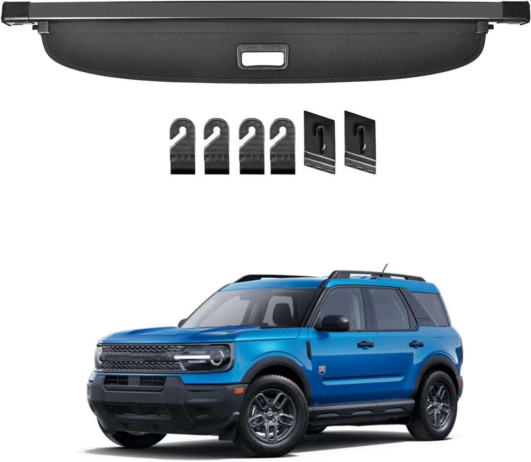 Vesul Compatible with Ford Bronco Sport 2021-2025 Retractable Cargo Cover Security Shade Shield Tonneau Cover Rear Trunk Protector Anti-Peeping Luggage Privacy Screen