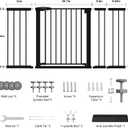 Mumeasy 29.7-57" Extra Wide Baby Gate, Auto Close Large Dog Gate for Doorways, No Drilling Pressure Mounted Pet Safety Gate for Stairs, Easy Walk Through Child Gate for Hallways, House, Indoor, Black