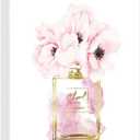 Canvas Wall Art Glam Perfume Pictures Wall Decor Pink Flowers And Gold Canvas Wall Art Girl Home Decor For Bedroom Wall Bathroom Set Room Decor 16 * 24
