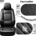 Fit Canyon Car Seat Covers for GMC Canyon 2015-2025 2026 - Luxury Leather, Anti-Slip, All-Weather Seat Cushions, Waterproof & Breathable, Airbag Compatible, Full 5-Seat Set (Black)